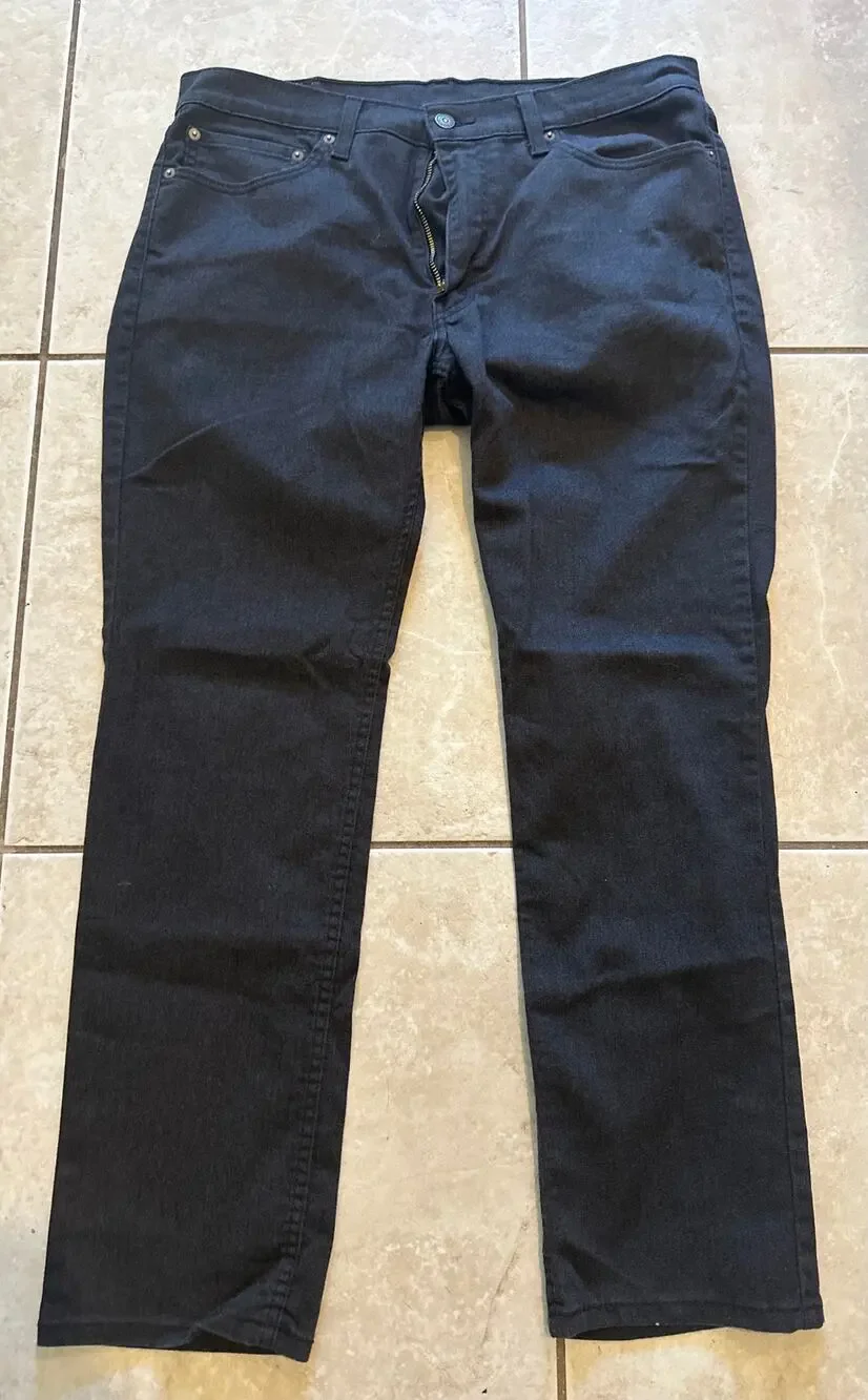 Levi's 511 Slim Fit Jeans Men's 36x30 Black Stretch Denim Regular Tapered Defect